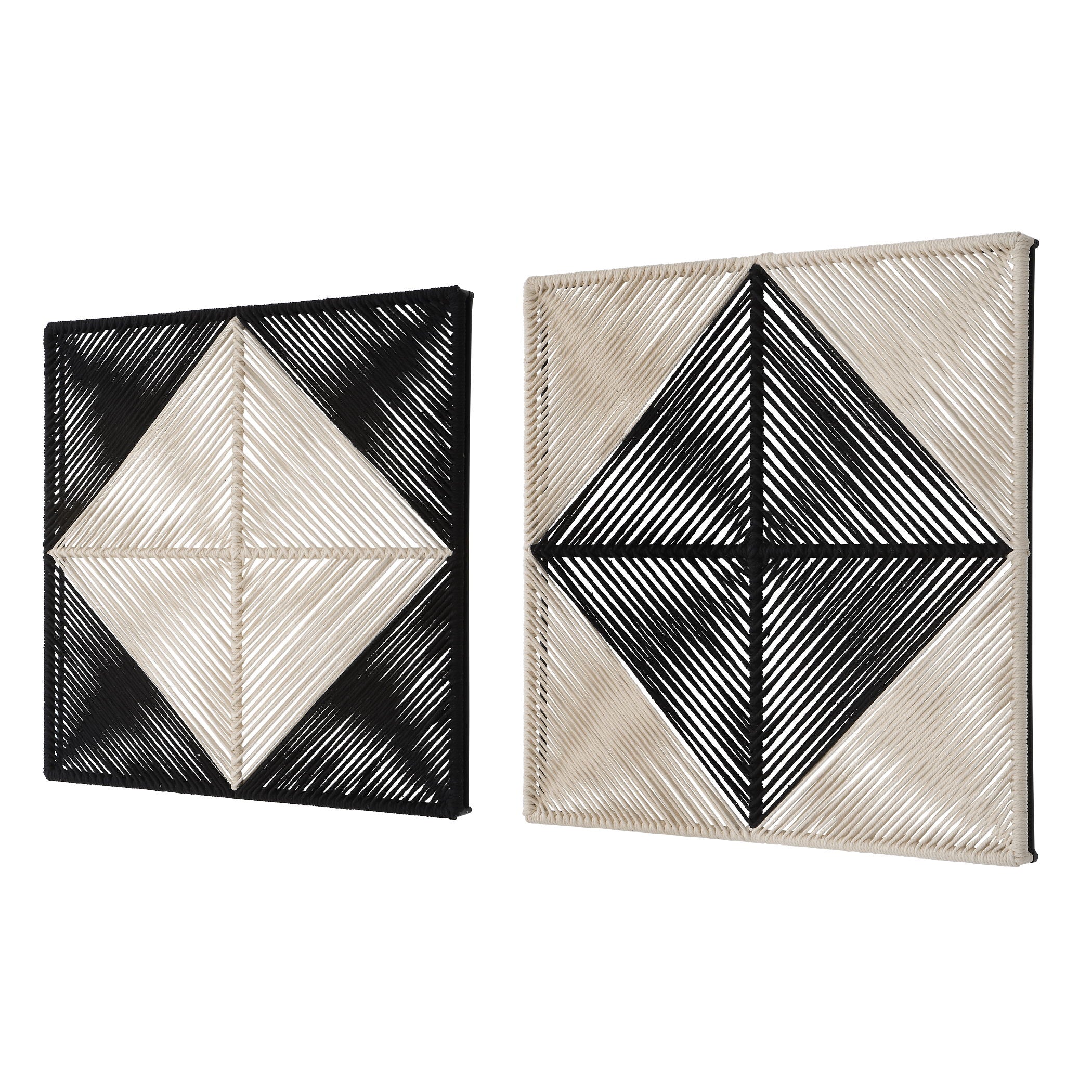 Seeing Double - Rope Wall Squares (Set of 2) - Beige & Black