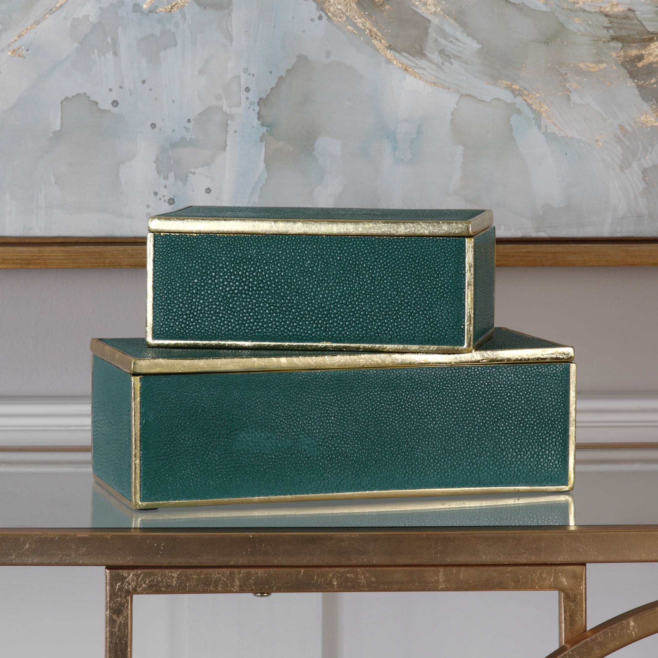 Karis - Boxes (Set of 2) - Emerald Green