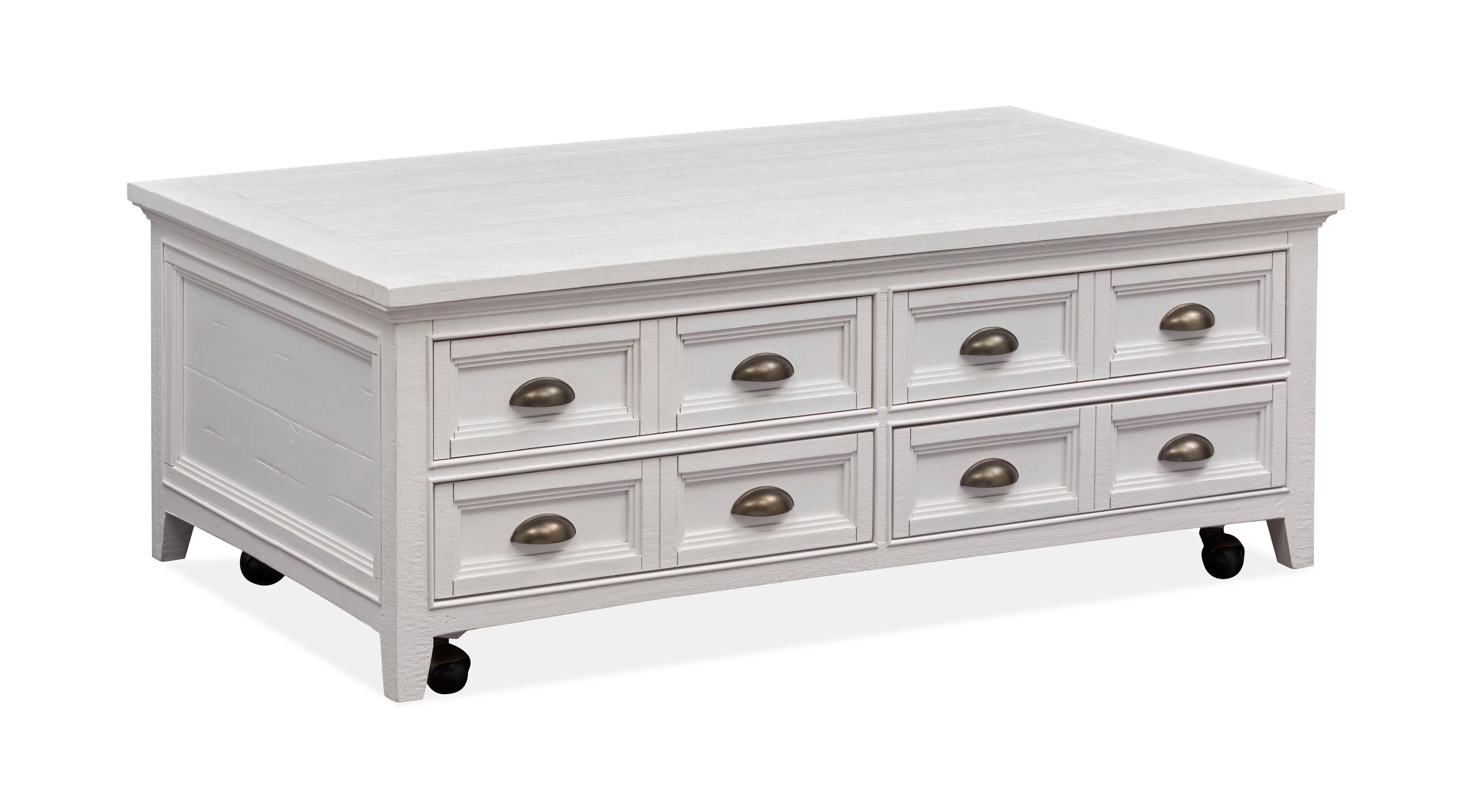 Heron Cove - Lift Top Storage Cocktail Table With Casters - Chalk White
