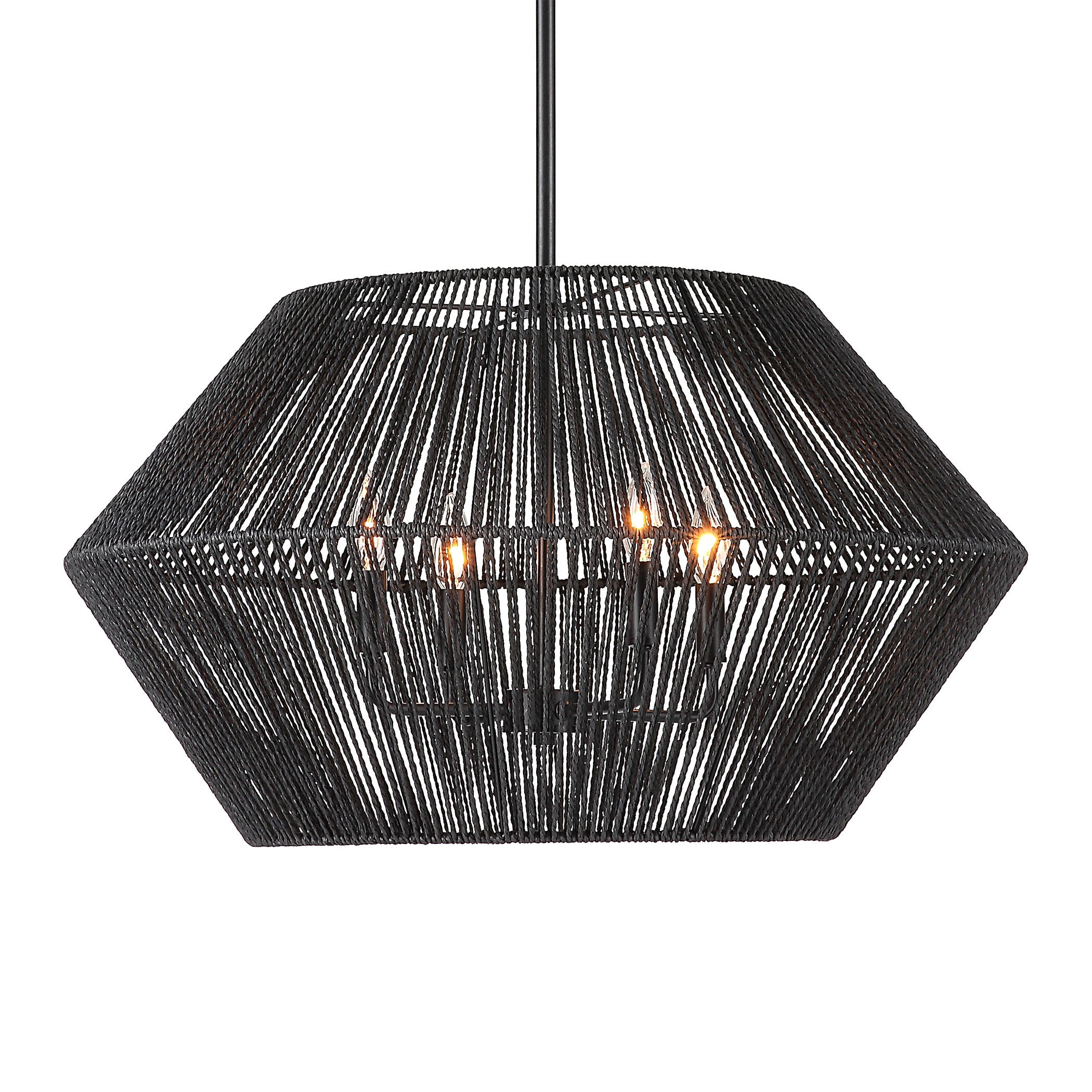 Suva - 4 Light Rope Pendant - Black