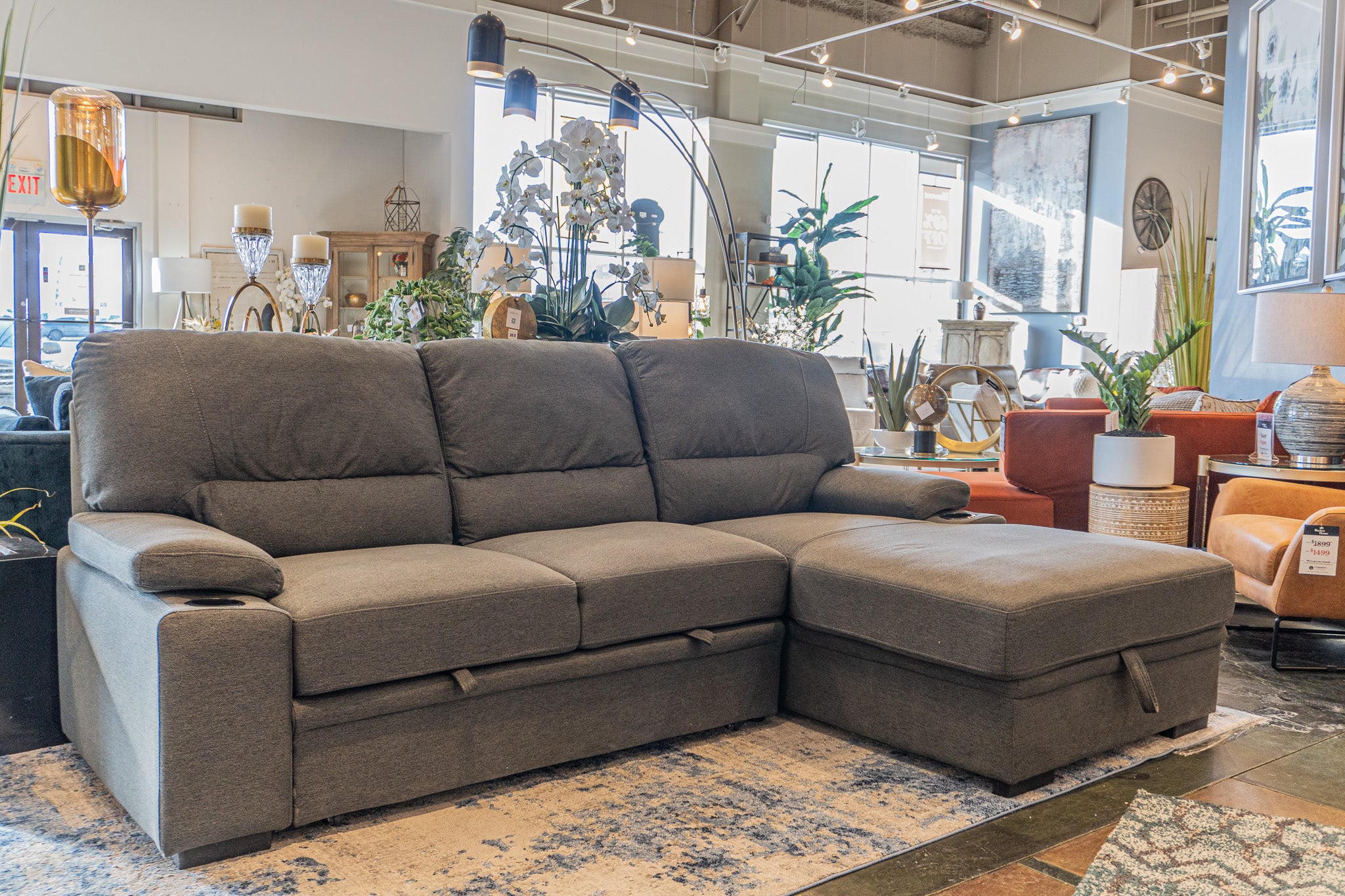 Gray Sectional with Pullout Sleeper