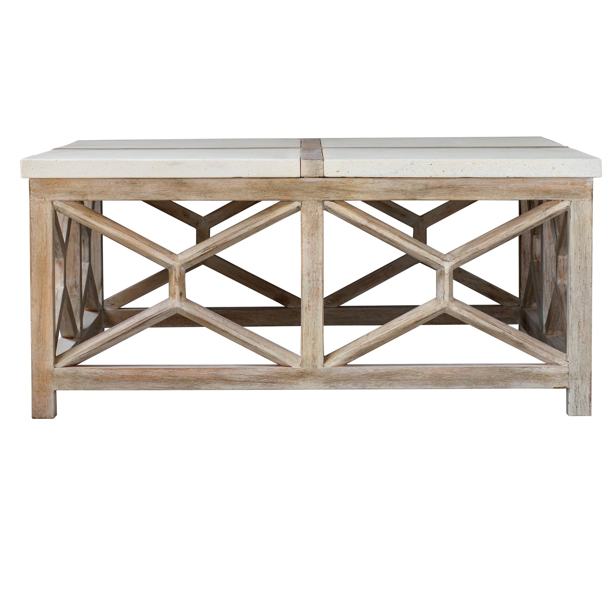 Catali - Stone Coffee Table - White & Light Brown