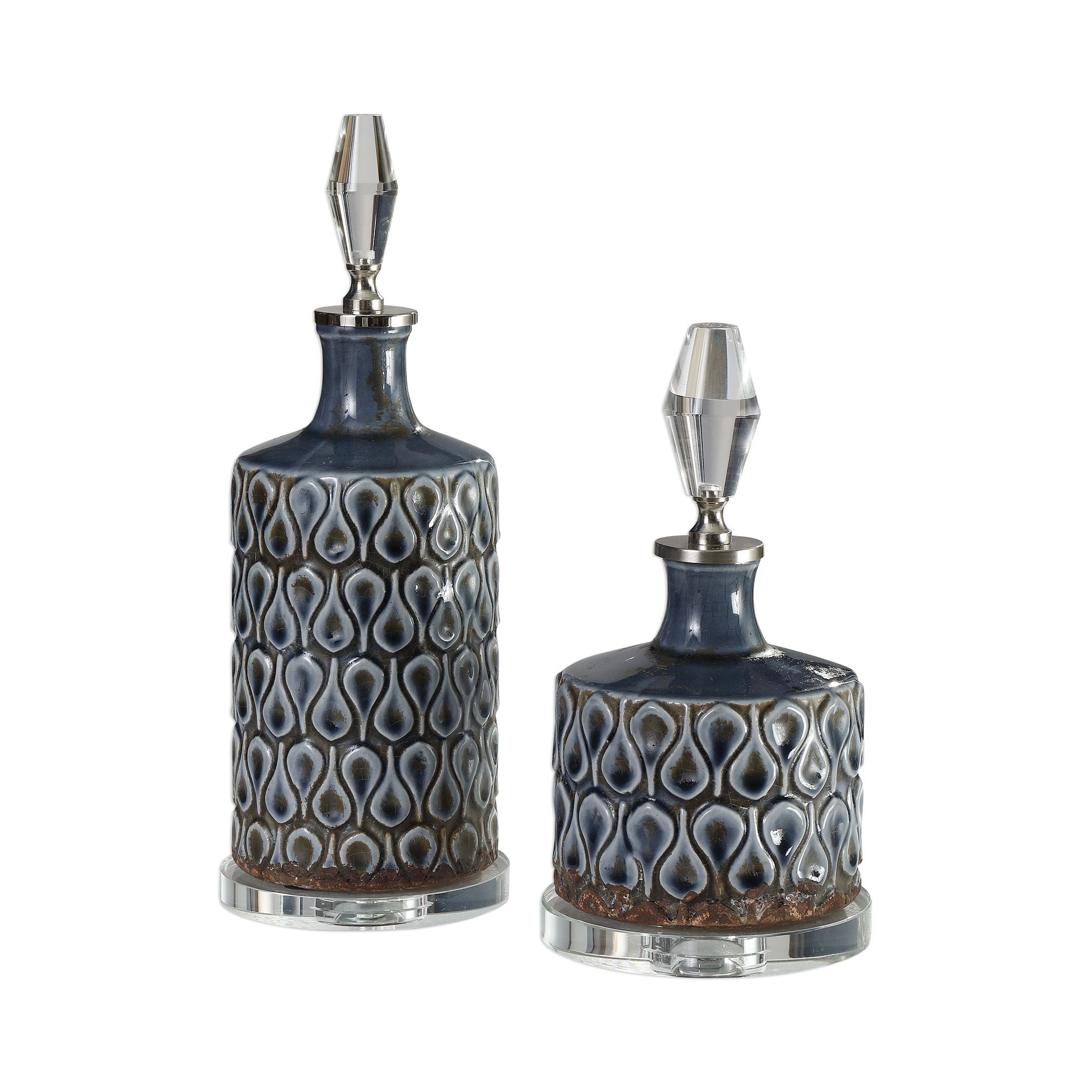 Varuna - Cobalt Bottles (Set of 2) - Blue