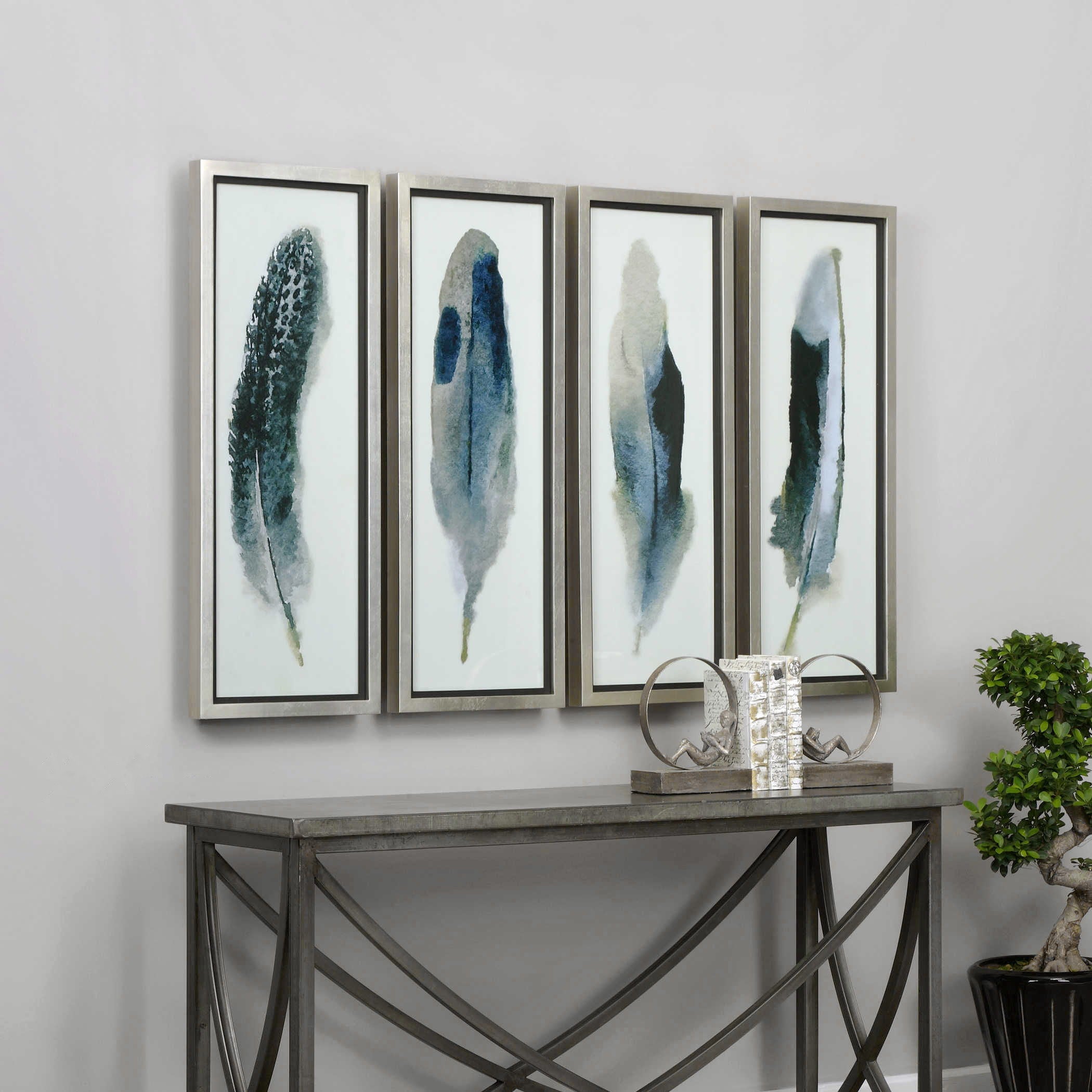 Feathered Beauty - Prints (Set of 4) - Pearl Silver