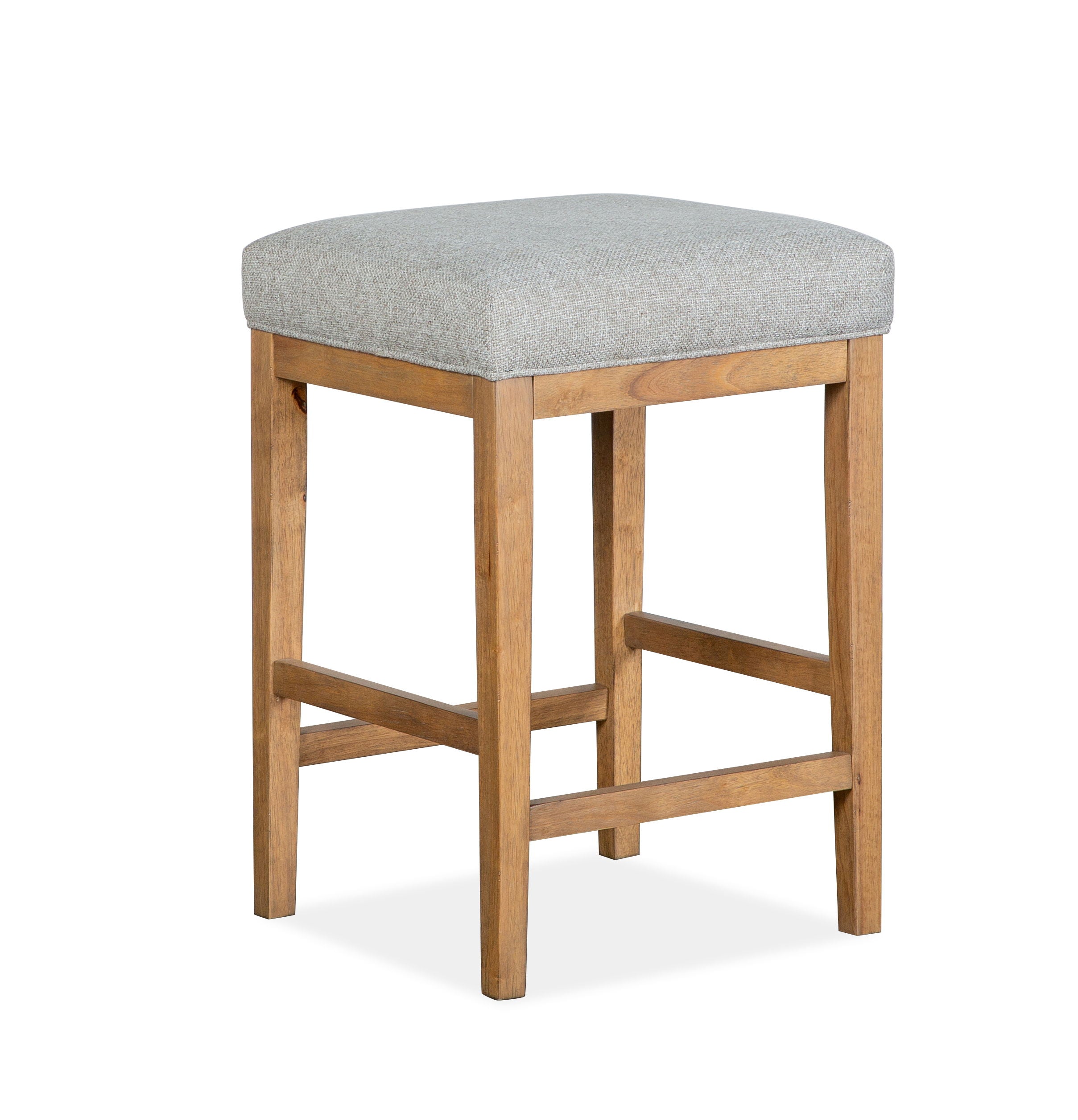 Lindon - Stool With Grey Upholstered Seat - Belgian Wheat