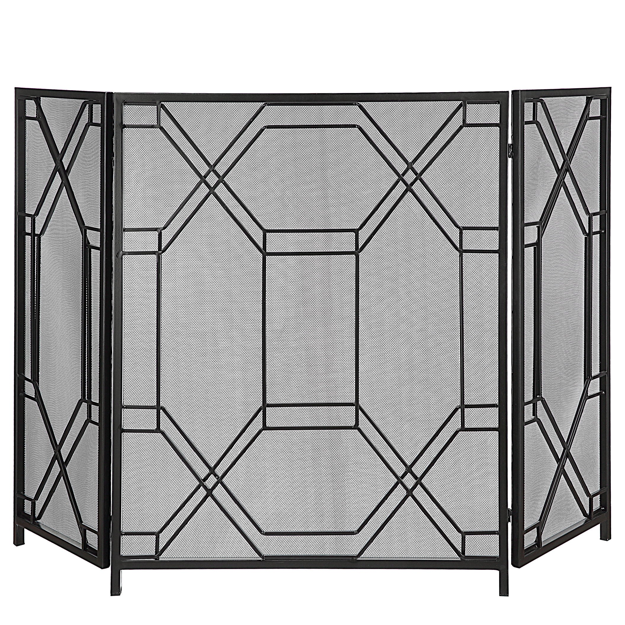 Rosen - Geometric Fireplace Screen - Black