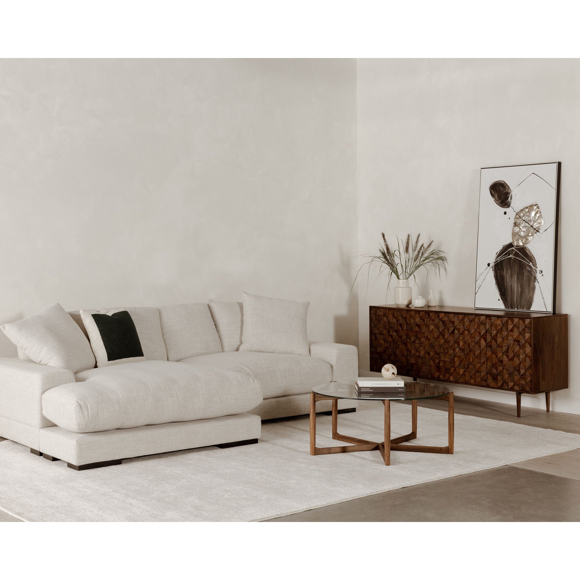 Plunge - Sectional - Beige - Fabric