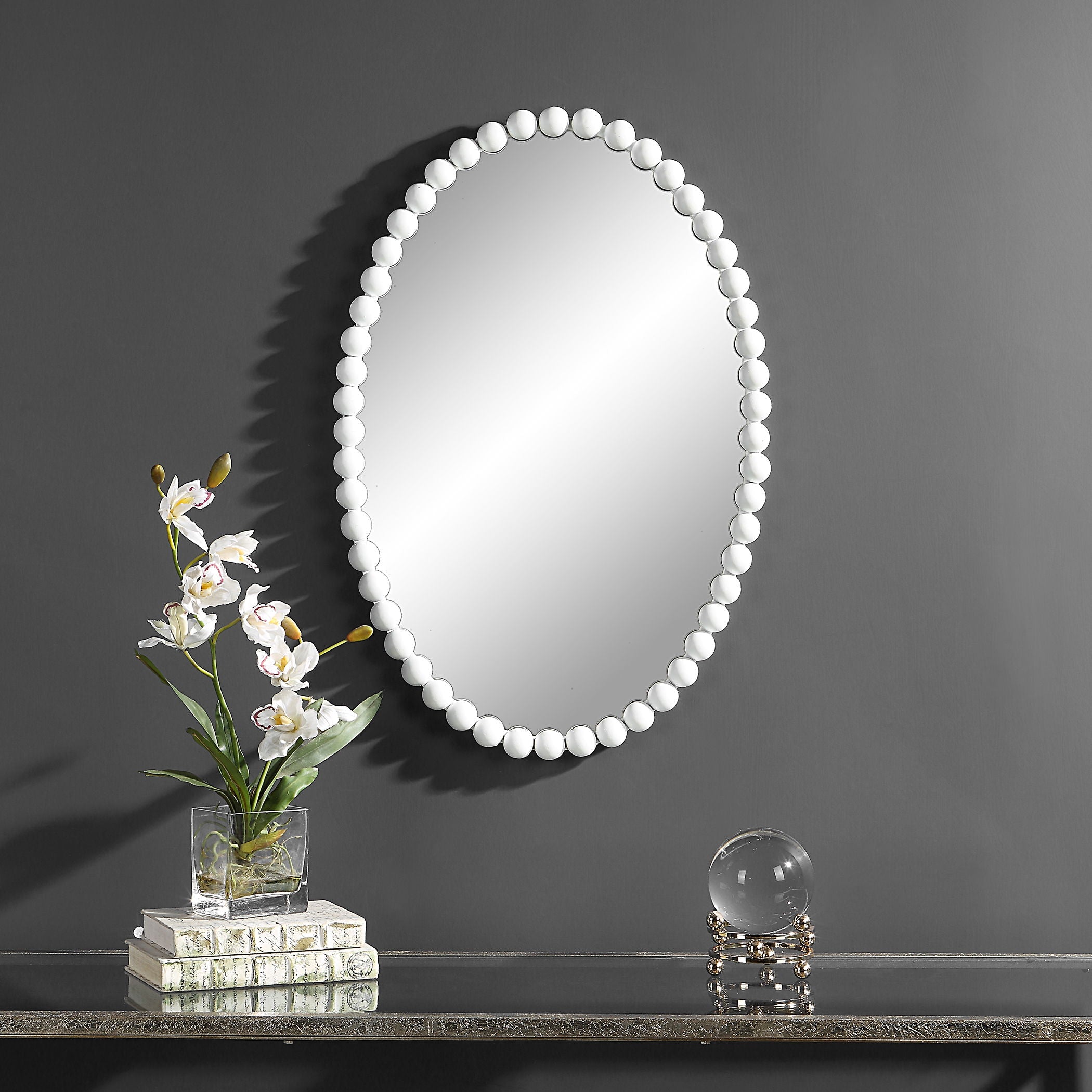 Serna - White Oval Mirror