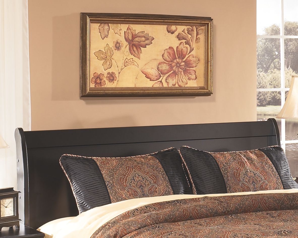 Huey - Black - Queen Sleigh Headboard