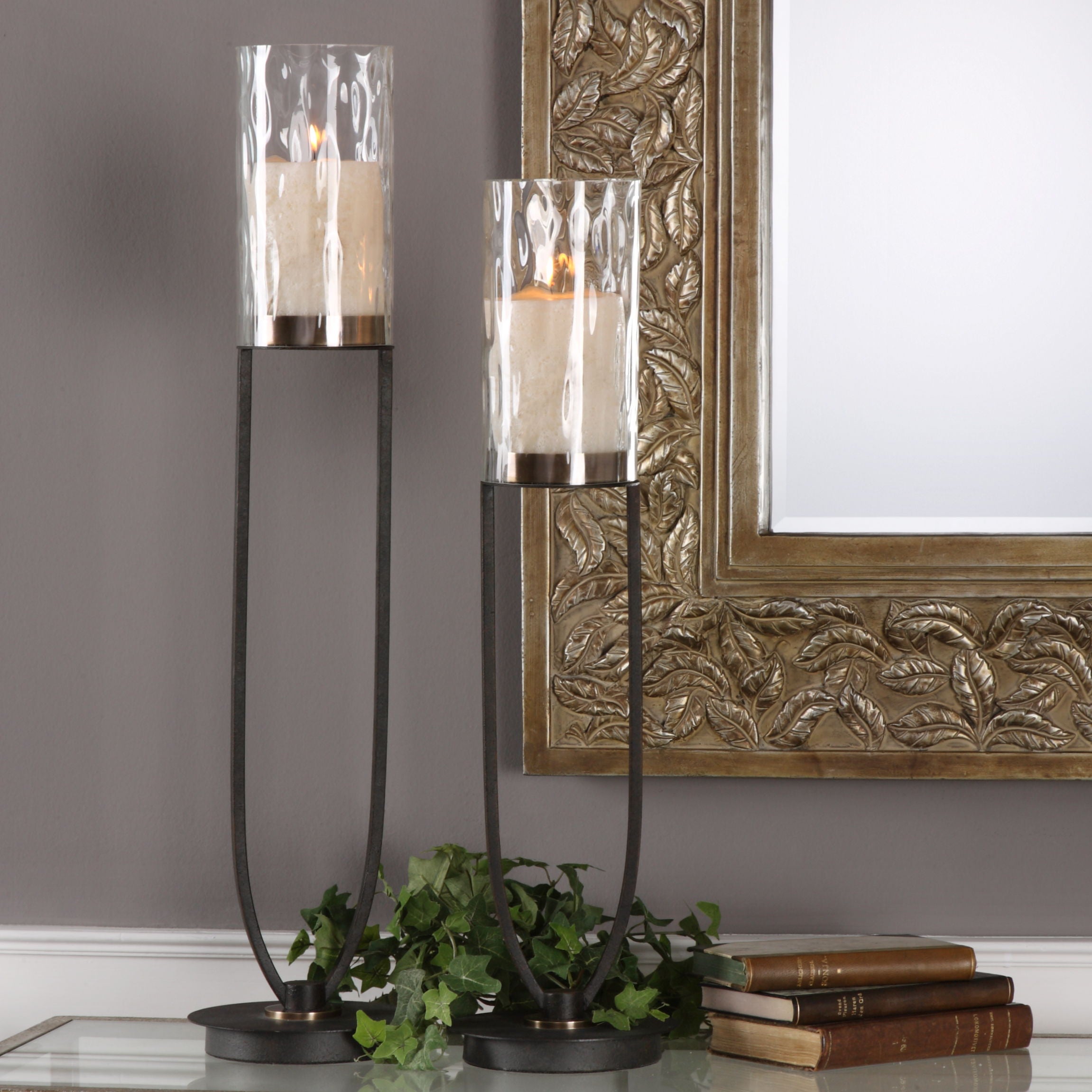 Durga - Iron Work Candleholders (Set of 2) - Black