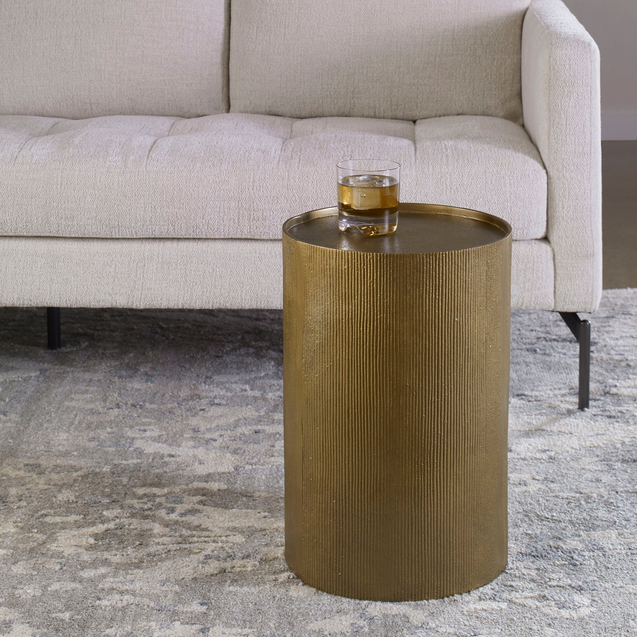 Adrina - Drum Accent Table - Gold