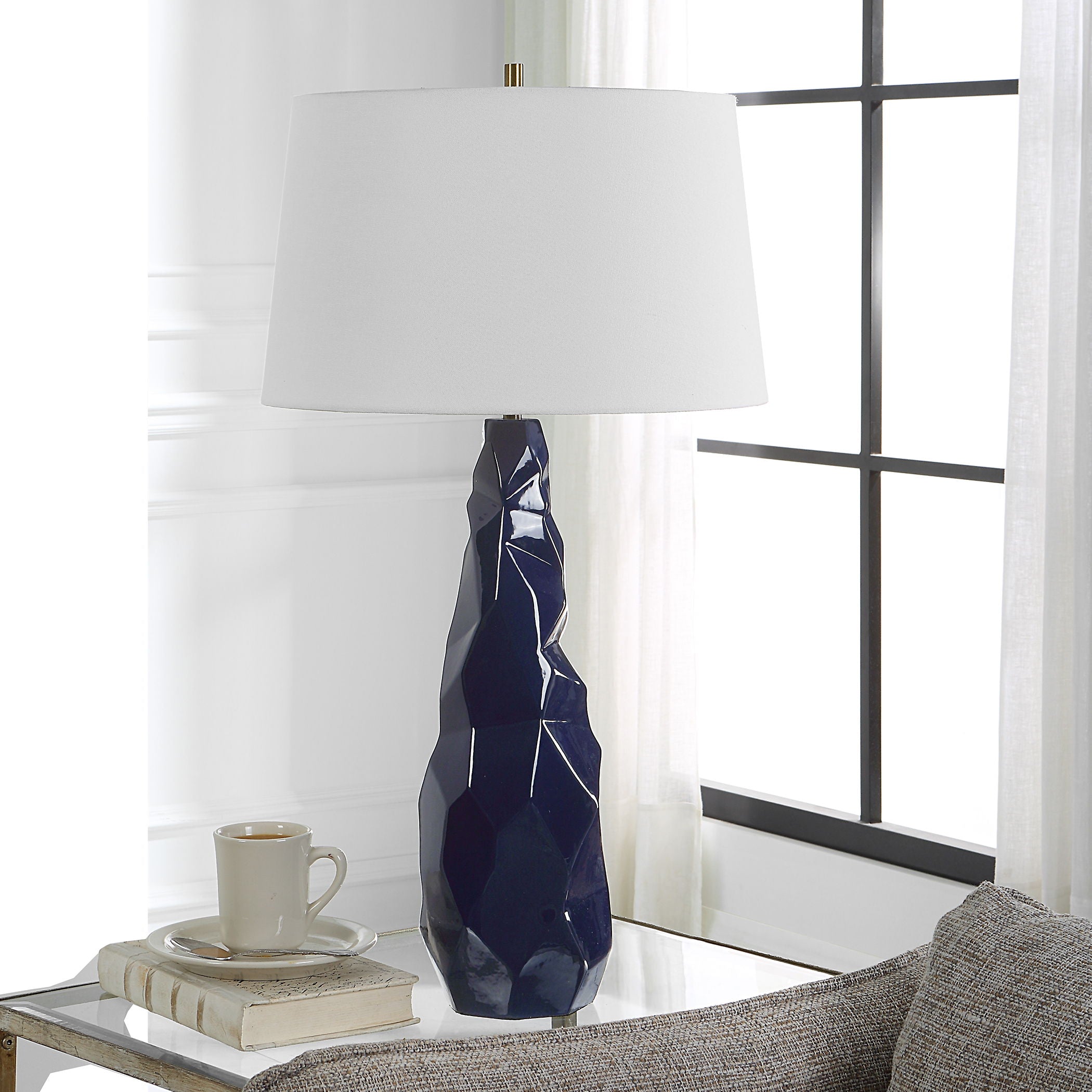 Kavos - Geometric Blue Table Lamp