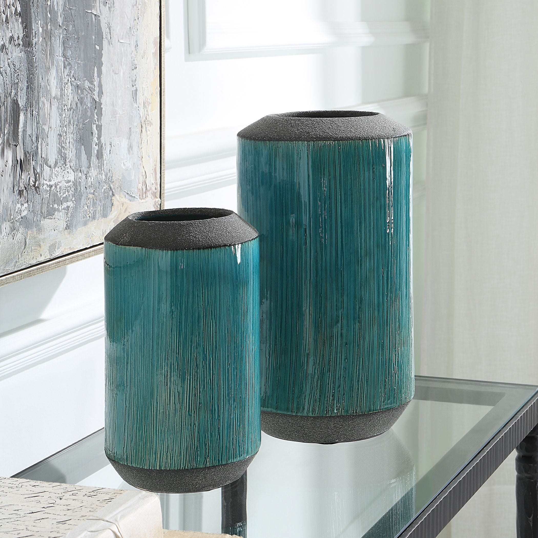 Maui - Aqua Blue Vases (Set of 2)