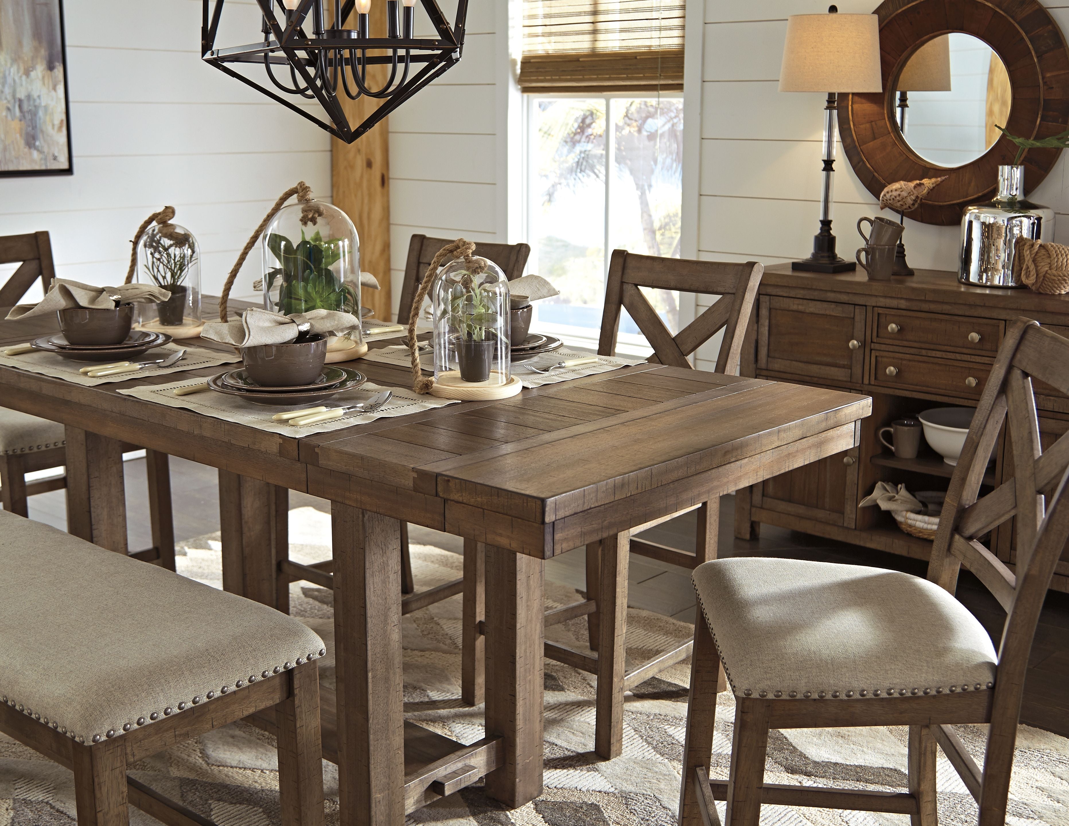 Moriville Grayish Brown Rectangular Dining Room Counter Extension