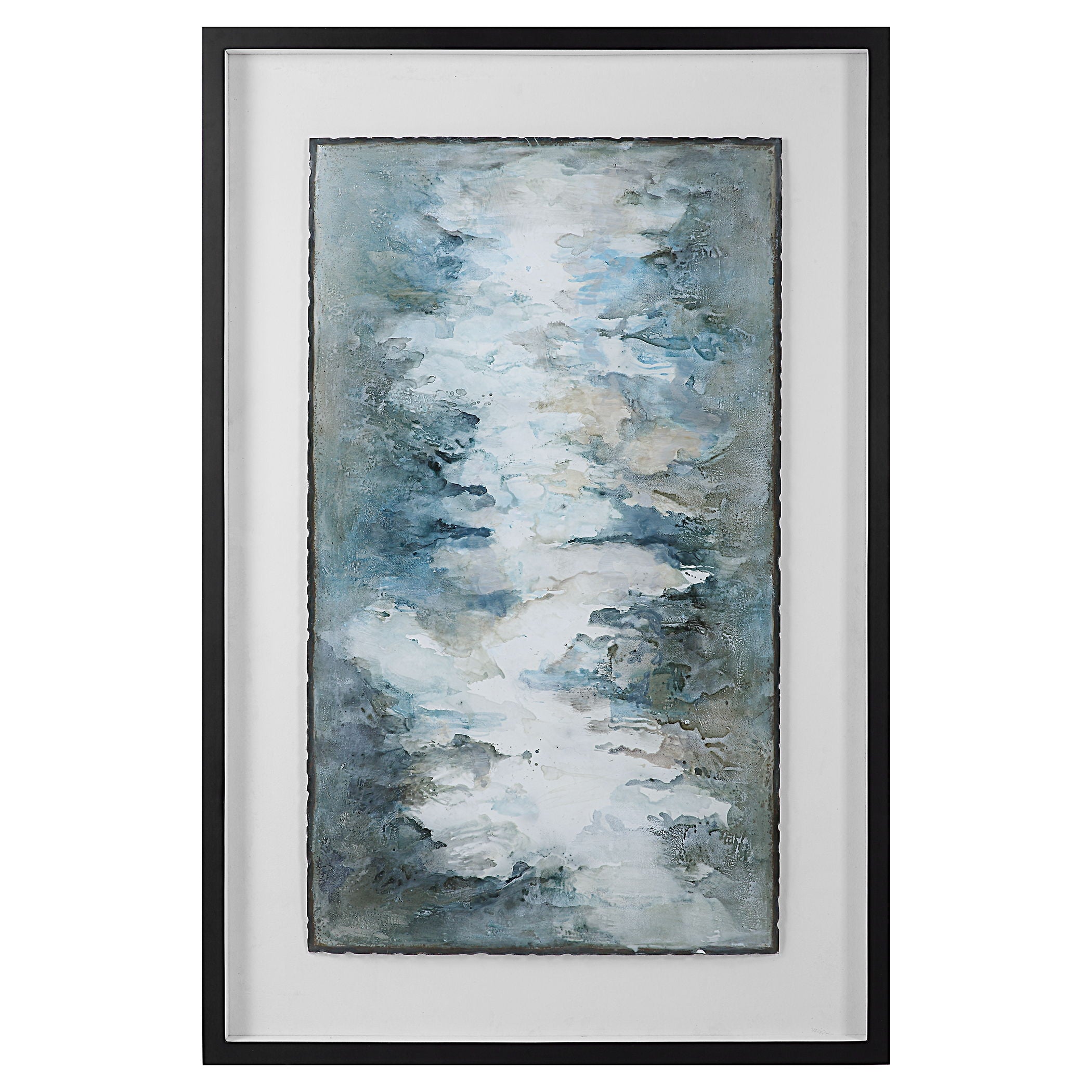 Lakeside Grande - Framed Abstract Print - Pearl Silver