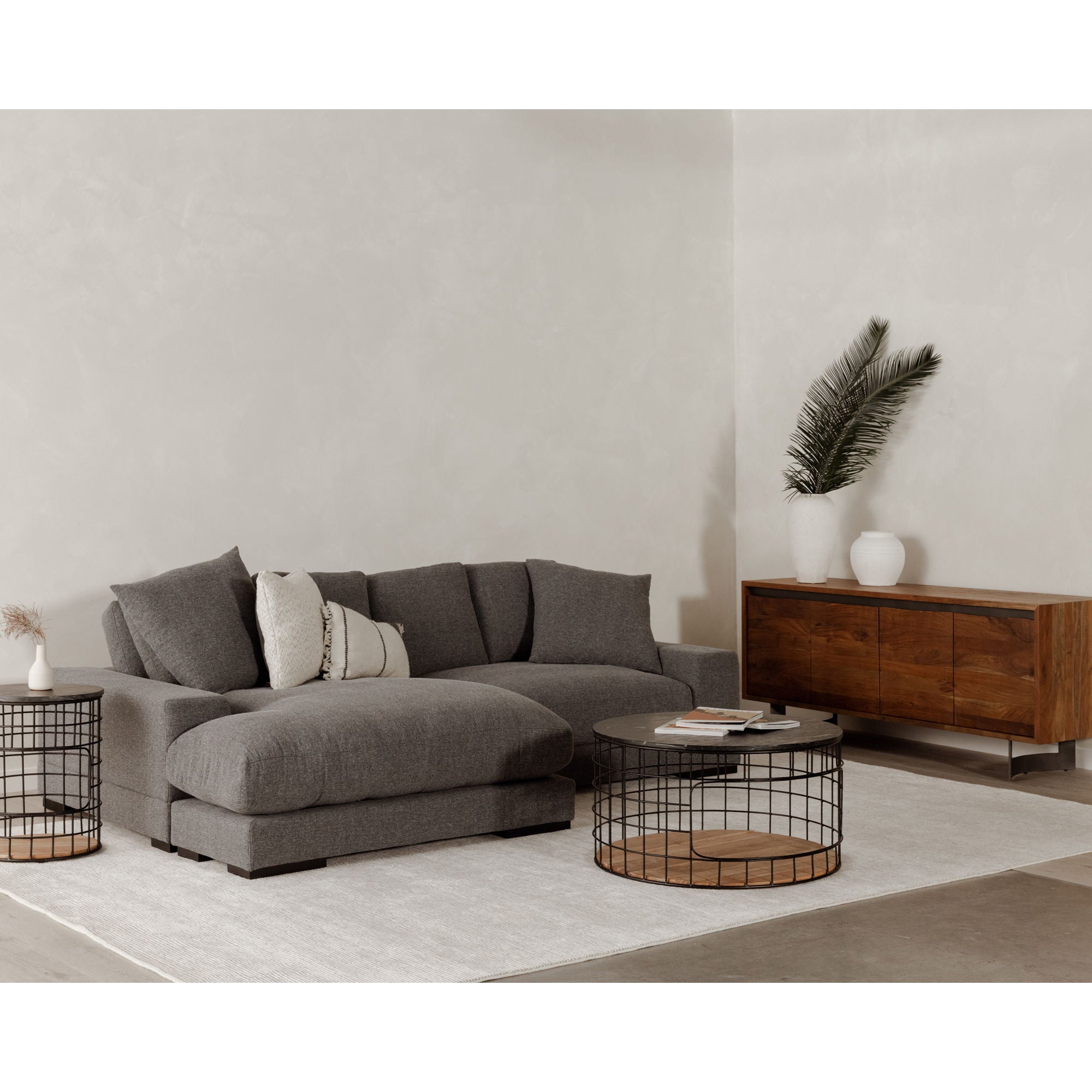 Plunge - Sectional - Grey - Fabric