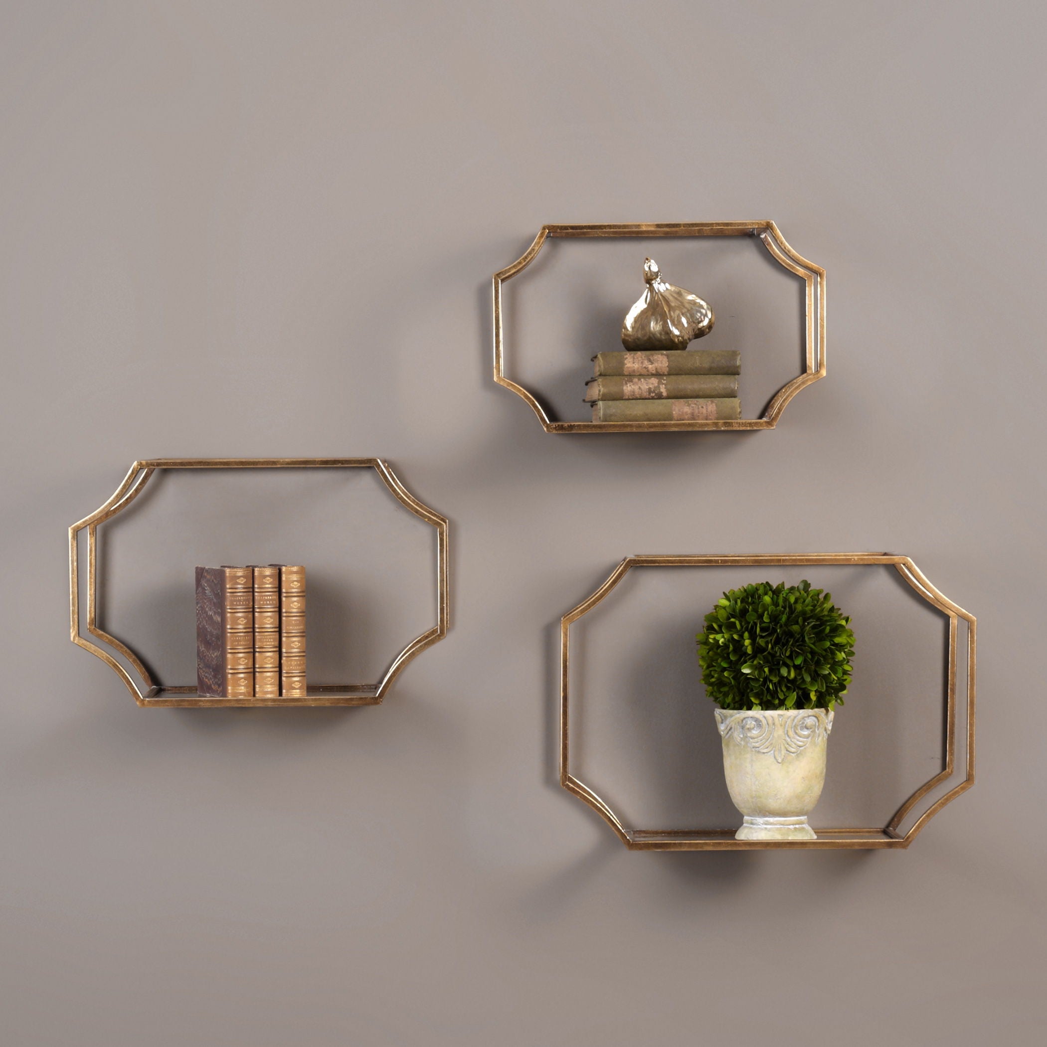 Lindee - Wall Shelves (Set of 3) - Gold