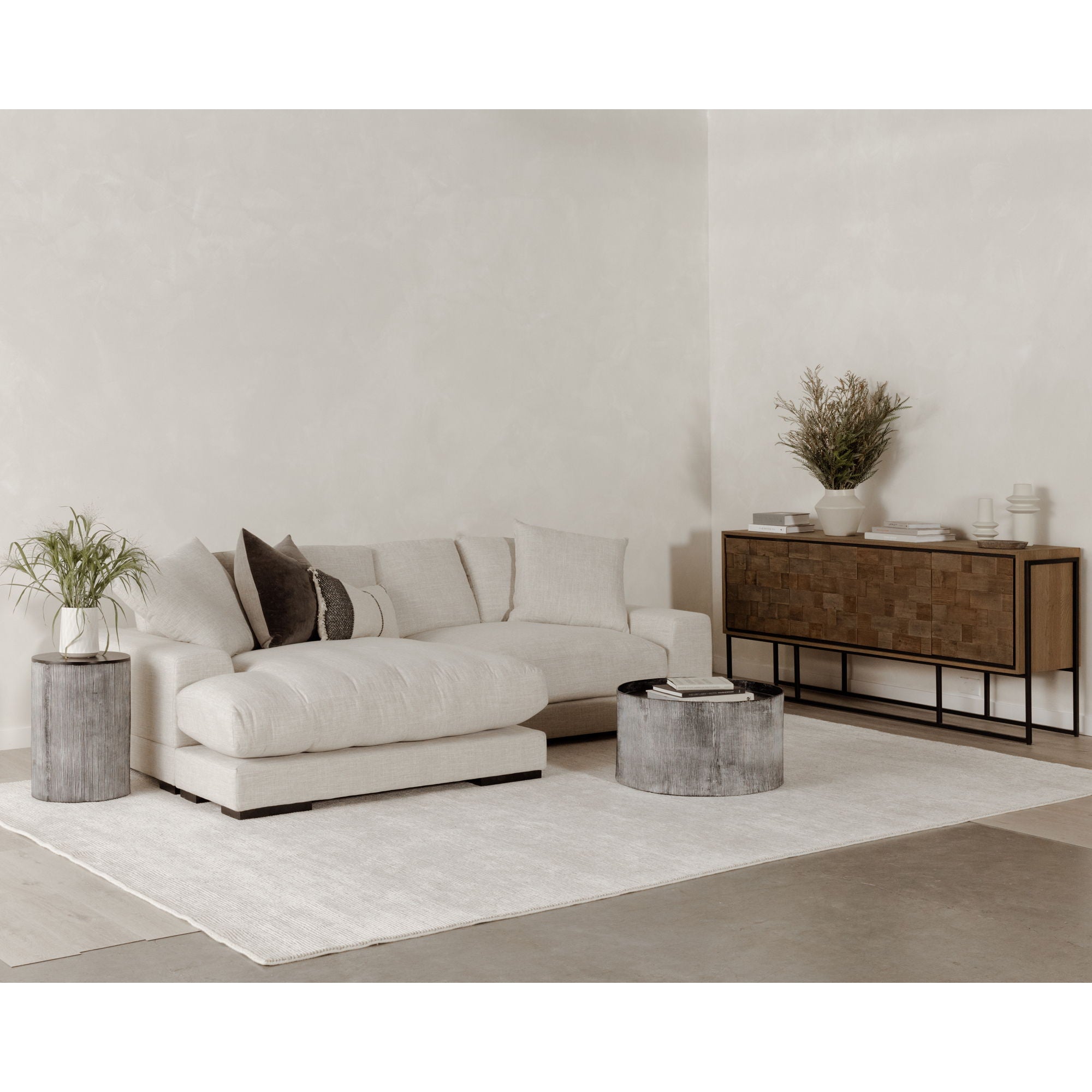 Plunge - Sectional - Beige - Fabric