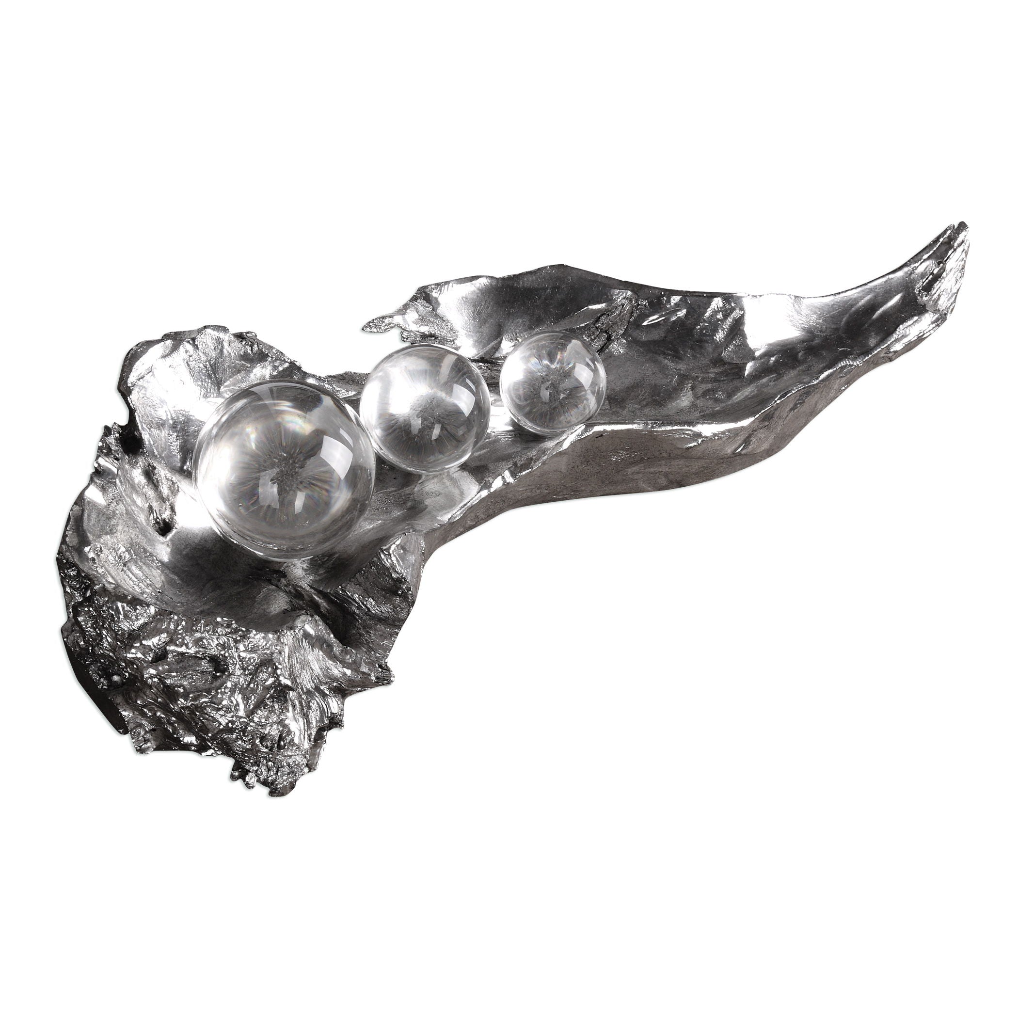 Three Peas In A Pod - Metallic Sculpture - Pearl Silver