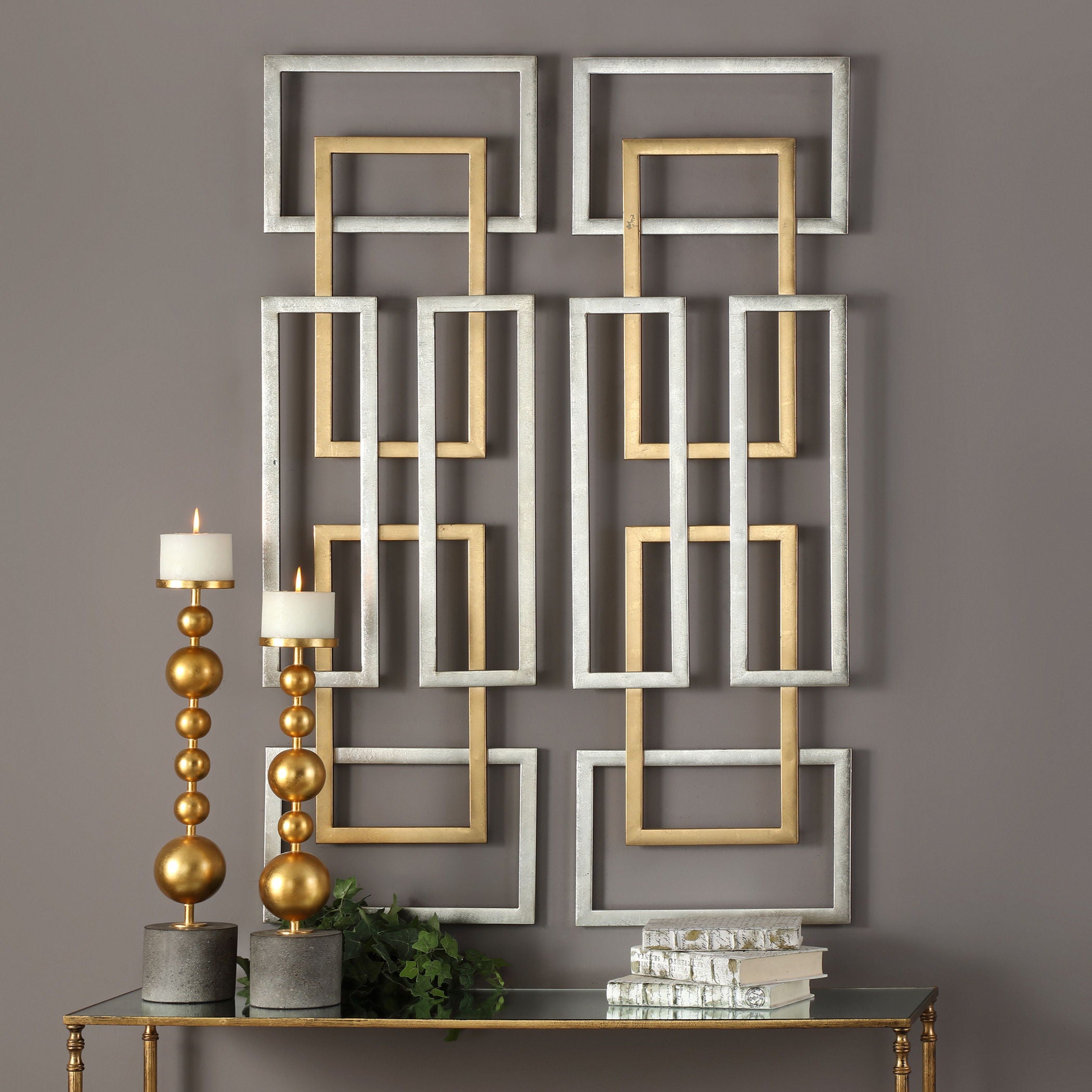 Aerin Geometric Wall Art Set of 2 Gold