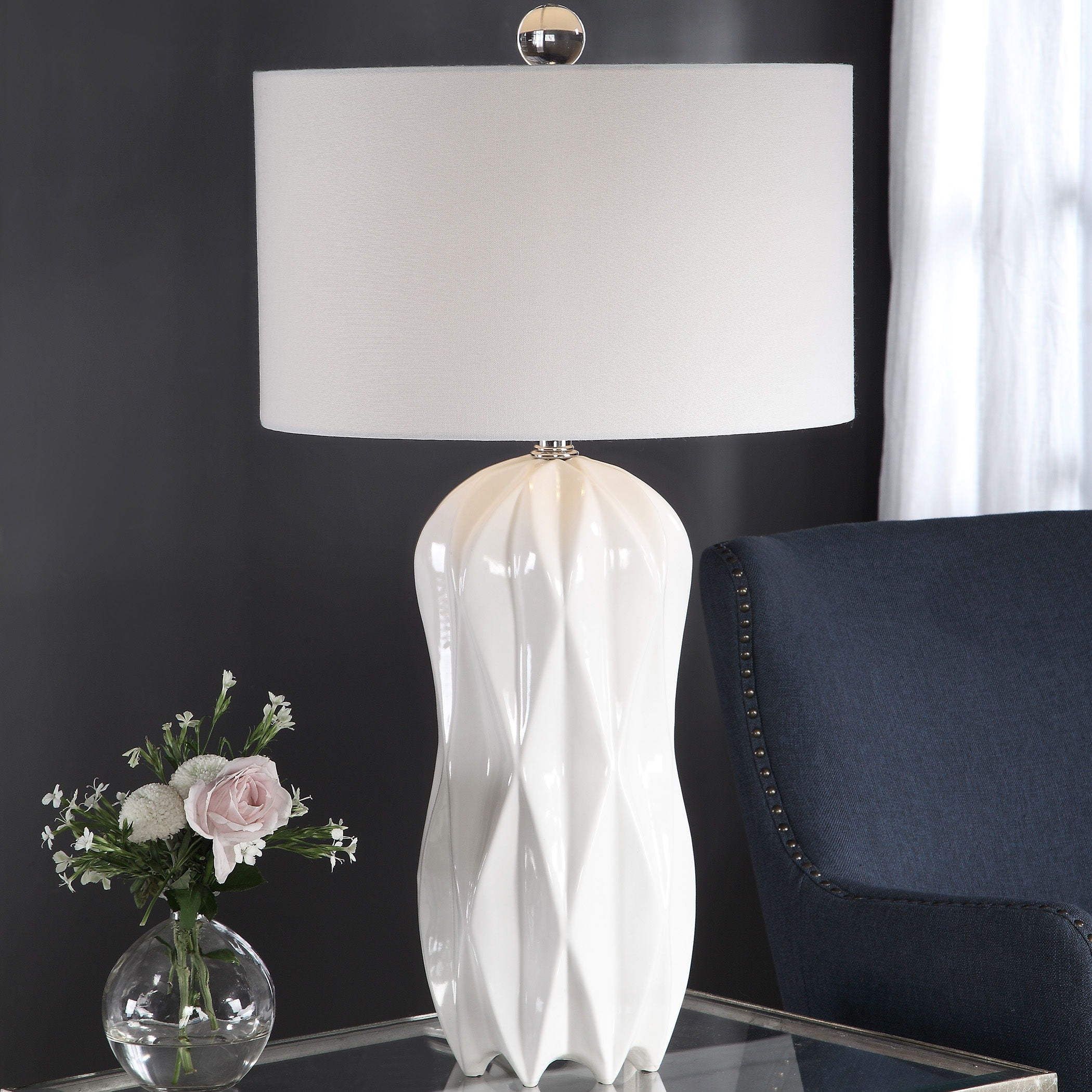 Malena - Glossy Table Lamp - White