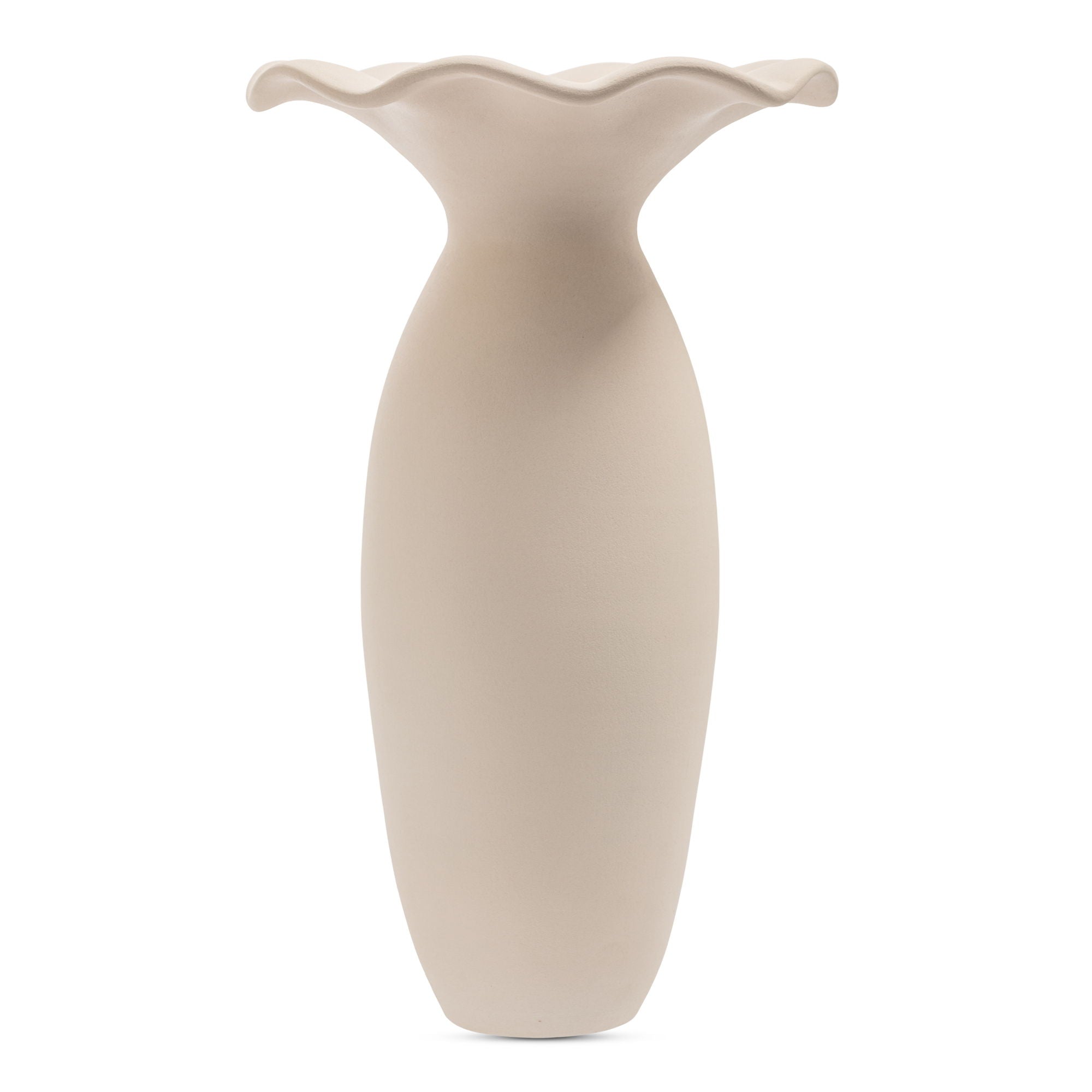 Ruffle - 16" Descorative Vessel - Beige