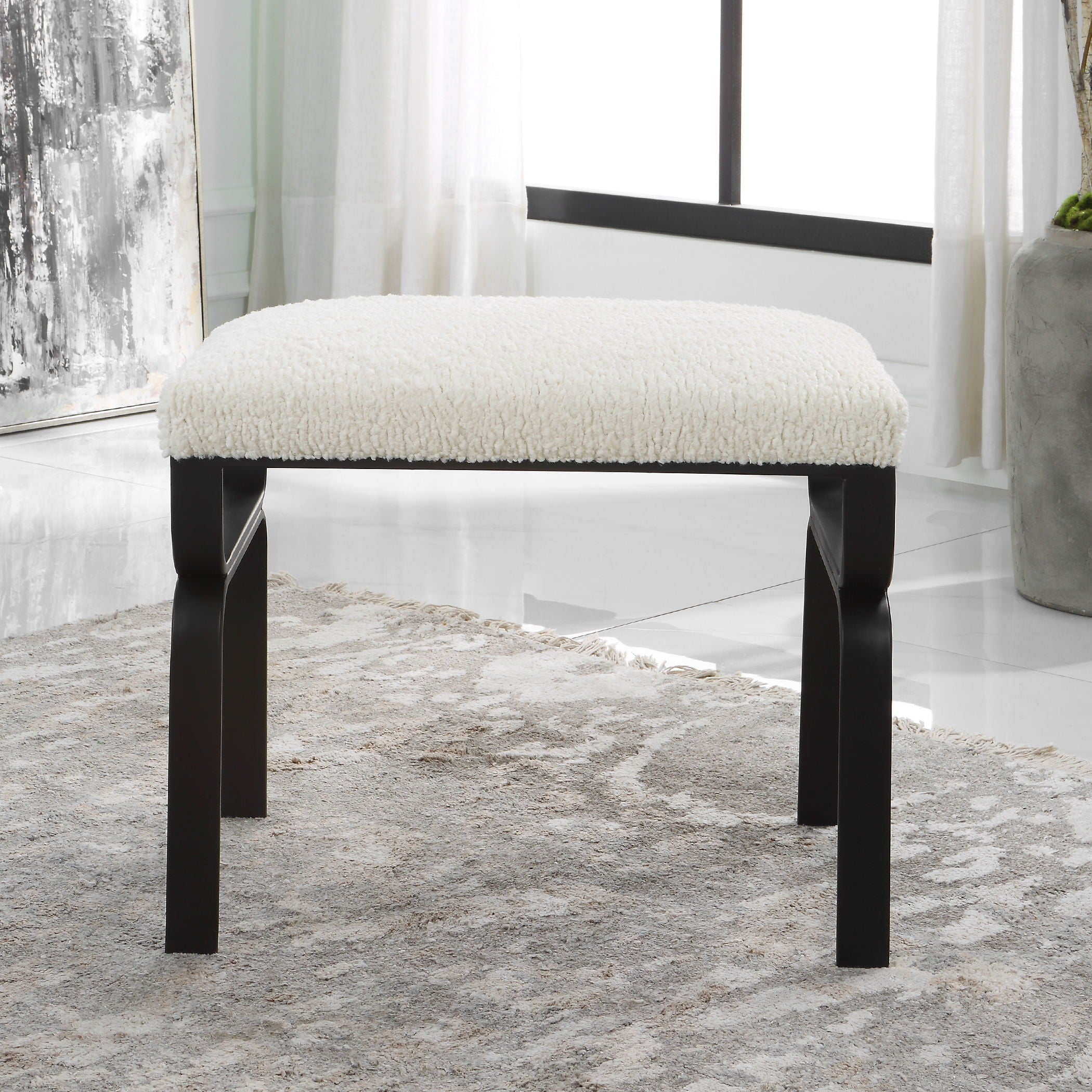 Diverge - White Shearling Small Bench