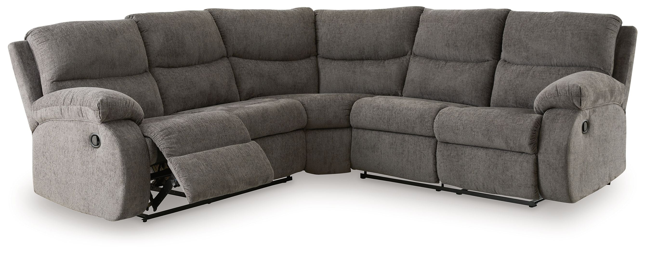 Museum - Pewter - 2-Piece Reclining Sectional With Raf Reclining Loveseat - Fabric