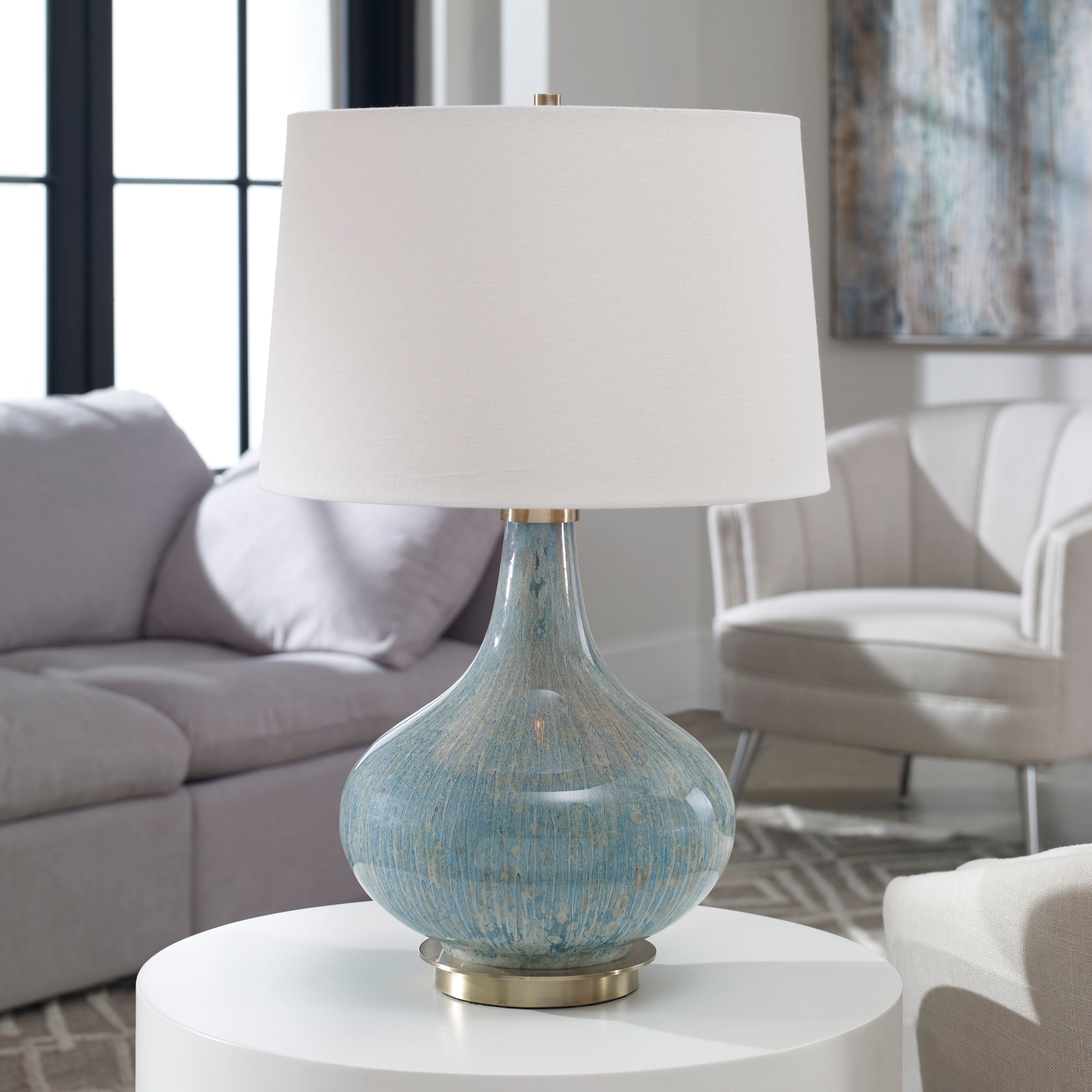 Celinda - Glass Lamp - Blue Gray