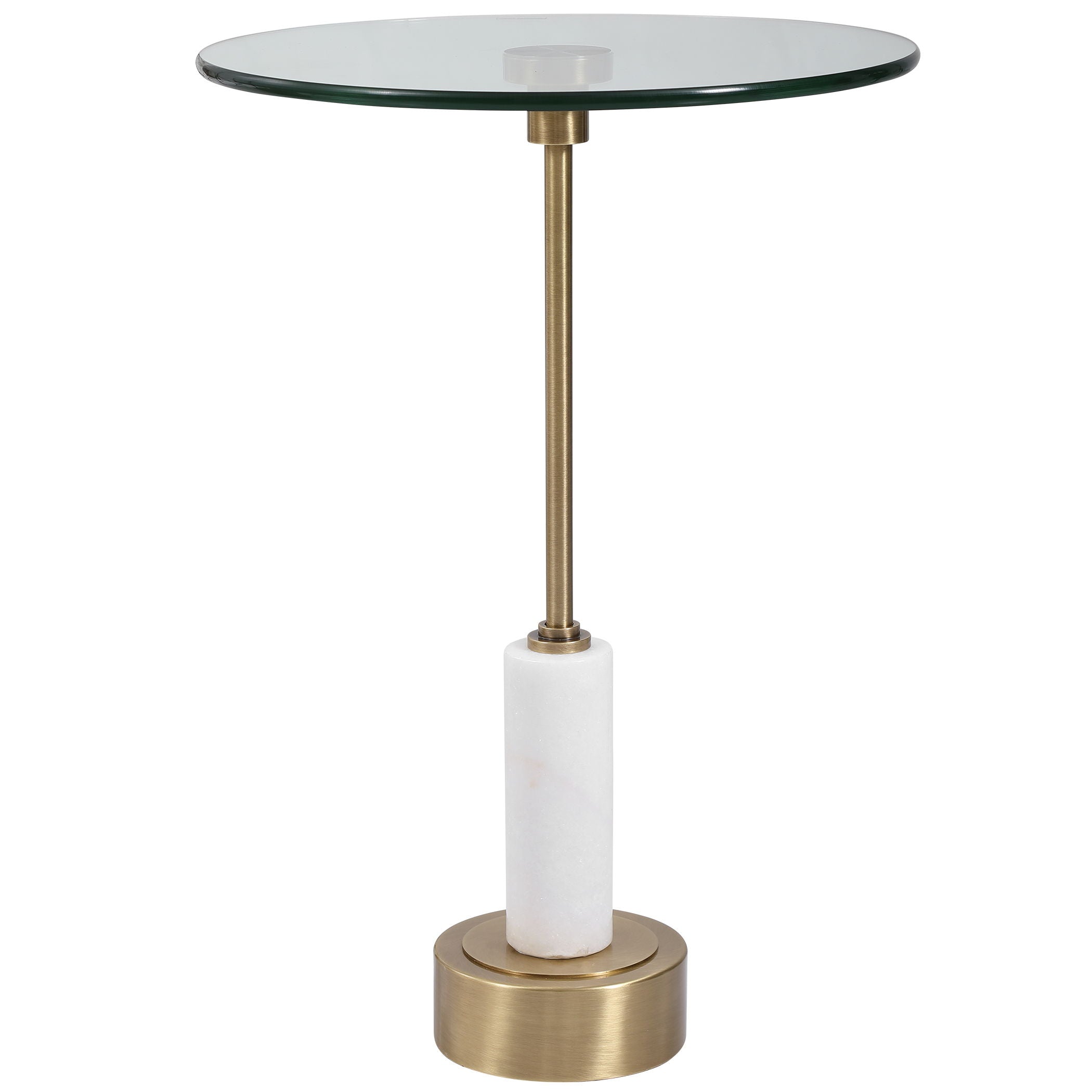 Portsmouth - Round Accent Table - Gold & White