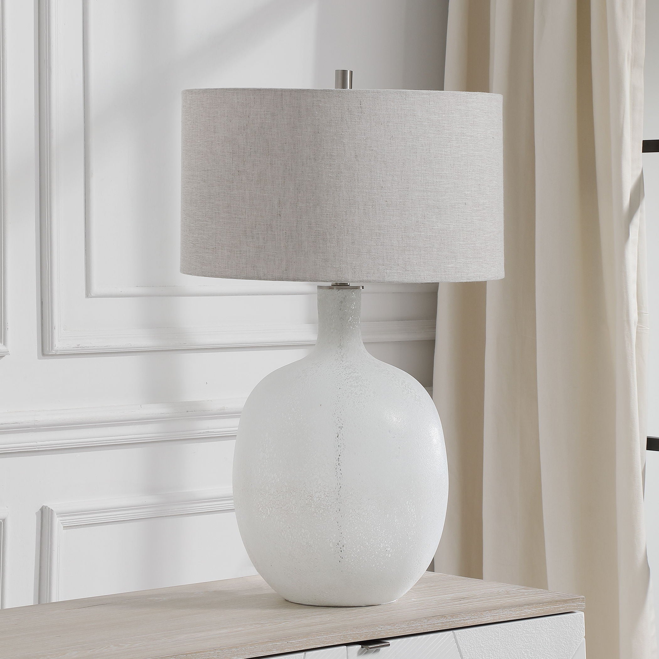 Whiteout - Mottled Glass Table Lamp - White