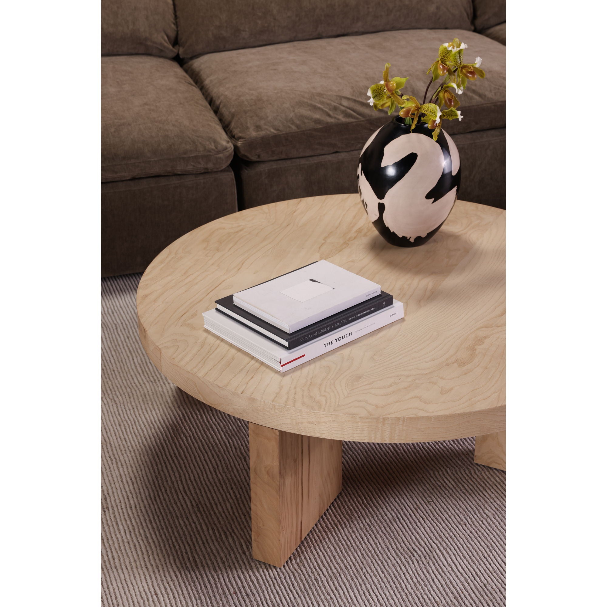 FUIN Modern Farmhouse Wood Round Natural Finish Living Room Coffee Table  Set F04066 - The Home Depot