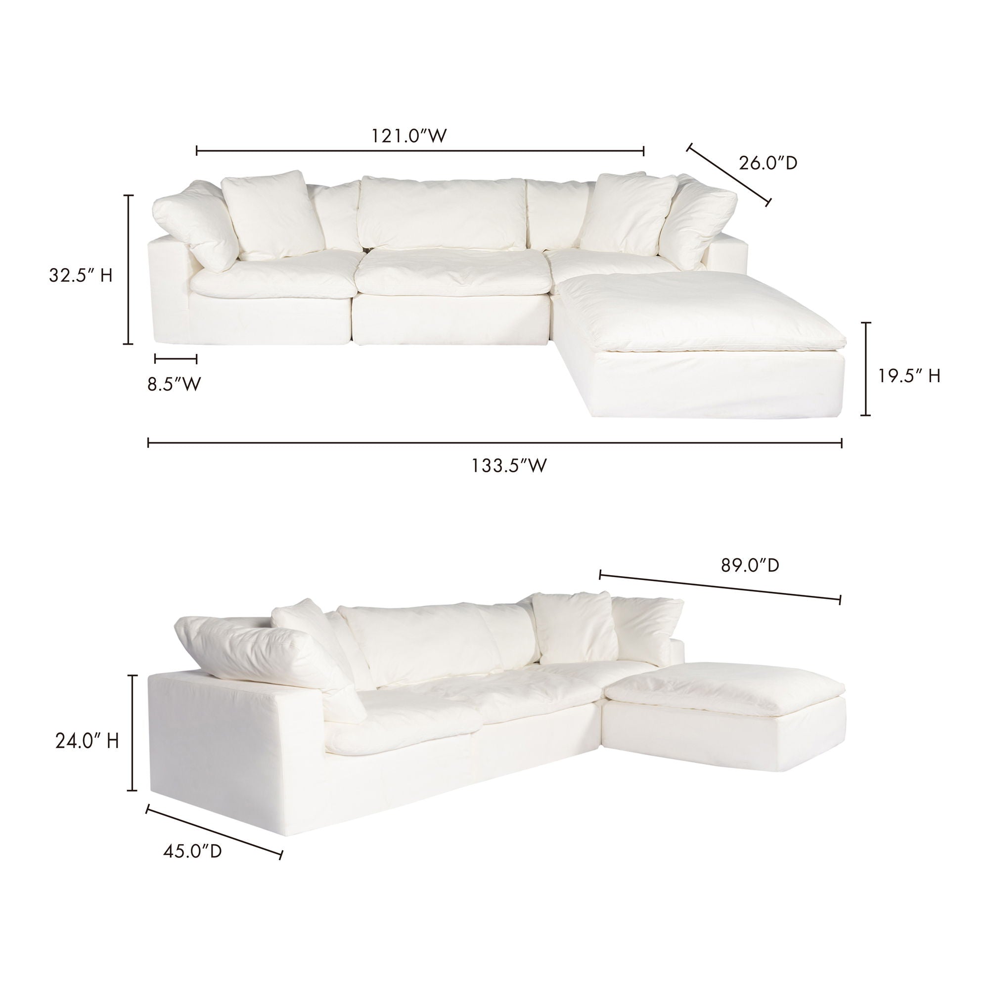 Clay - Lounge Modular Sectional Livesmart Fabric - Cream