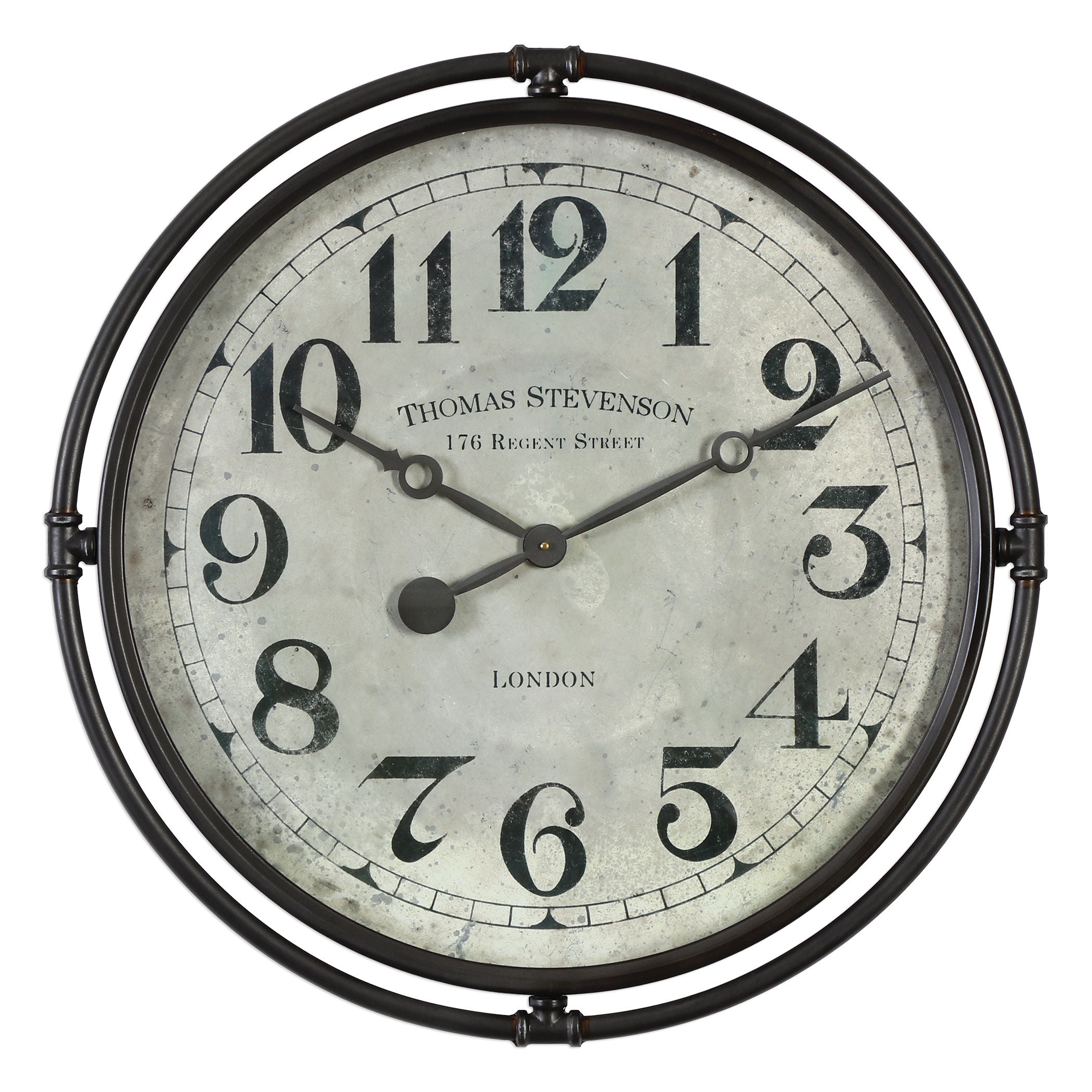 Nakul - Industrial Wall Clock - Pearl Silver