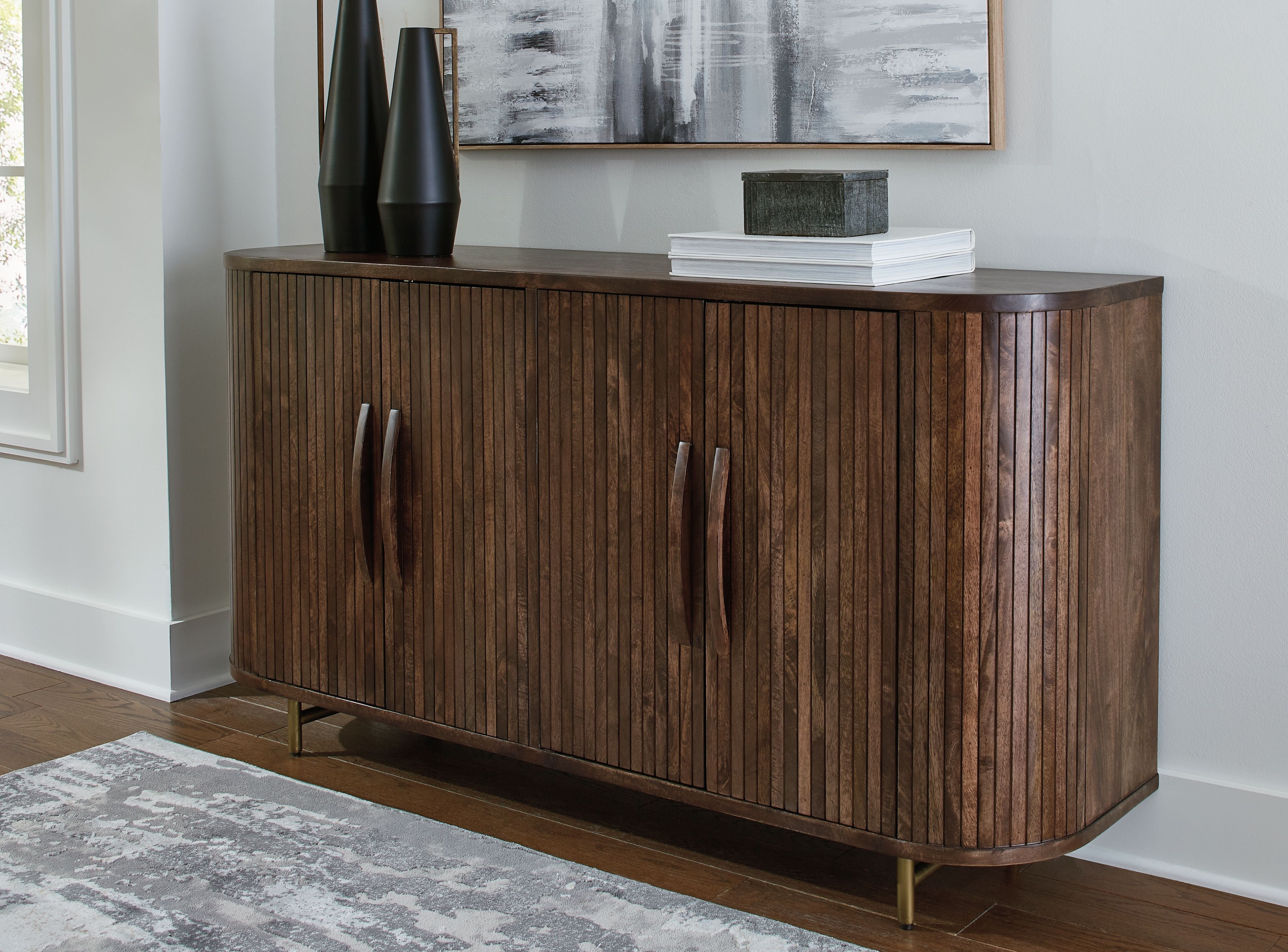 Dark brown store accent cabinet